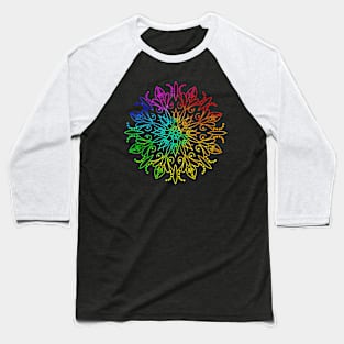 Neon Rainbow Mandala Baseball T-Shirt